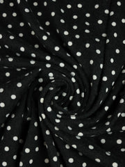 Load image into Gallery viewer, Polka Dots on Black  Brushed Hacci Sweater Knit
