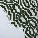 Load image into Gallery viewer, Olive &amp; Ivory Squiggle Diamonds Nylon Spandex Tricot | Designer Deadstock
