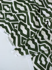 Load image into Gallery viewer, Olive &amp; Ivory Squiggle Diamonds Nylon Spandex Tricot | Designer Deadstock
