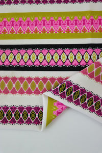 Pink & Pear Funky Horizontal Stripe Nylon Spandex Tricot | Designer Deadstock