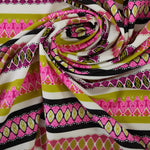 Load image into Gallery viewer, Pink &amp; Pear Funky Horizontal Stripe Nylon Spandex Tricot | Designer Deadstock
