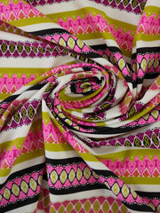 Load image into Gallery viewer, Pink &amp; Pear Funky Horizontal Stripe Nylon Spandex Tricot | Designer Deadstock
