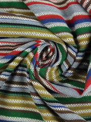 Load image into Gallery viewer, Red/Blue/Green/Yellow/Brown Striped Jacquard Woven | Designer Deadstock
