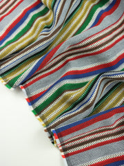 Load image into Gallery viewer, Red/Blue/Green/Yellow/Brown Striped Jacquard Woven | Designer Deadstock
