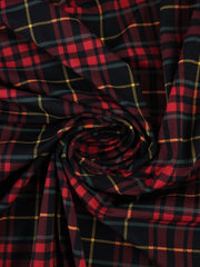 Load image into Gallery viewer, 1YD PRECUT; Black/Ruby/Yellow/Hazy Mint Plaid Matte Nylon Spandex Tricot | Designer Deadstock