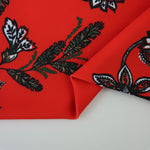 Load image into Gallery viewer, Fanned Floral on Red Nylon Spandex Tricot | Designer Deadstock

