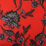 Load image into Gallery viewer, Fanned Floral on Red Nylon Spandex Tricot | Designer Deadstock
