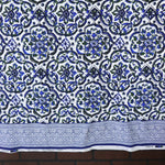 Load image into Gallery viewer, Cobalt &amp; Olive Single Border Mosaic Nylon Spandex Tricot | Designer Deadstock
