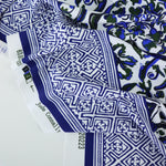 Load image into Gallery viewer, Cobalt &amp; Olive Single Border Mosaic Nylon Spandex Tricot | Designer Deadstock
