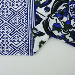 Load image into Gallery viewer, Cobalt &amp; Olive Single Border Mosaic Nylon Spandex Tricot | Designer Deadstock
