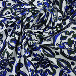 Load image into Gallery viewer, Cobalt &amp; Olive Single Border Mosaic Nylon Spandex Tricot | Designer Deadstock
