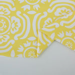 Load image into Gallery viewer, White Floral on Light Yellow Matte Nylon Spandex Tricot | Designer Deadstock
