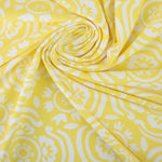 Load image into Gallery viewer, White Floral on Light Yellow Matte Nylon Spandex Tricot | Designer Deadstock

