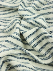 Load image into Gallery viewer, Navy &amp; Ivory Striped Jacquard Woven | Designer Deadstock

