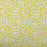 Load image into Gallery viewer, White Floral on Light Yellow Matte Nylon Spandex Tricot | Designer Deadstock
