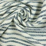 Load image into Gallery viewer, Navy &amp; Ivory Striped Jacquard Woven | Designer Deadstock
