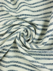 Load image into Gallery viewer, Navy &amp; Ivory Striped Jacquard Woven | Designer Deadstock
