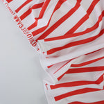 Load image into Gallery viewer, Tomato &amp; White Stripe Matte Nylon Spandex Tricot | Designer Deadstock
