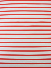 Load image into Gallery viewer, Tomato &amp; White Stripe Matte Nylon Spandex Tricot | Designer Deadstock

