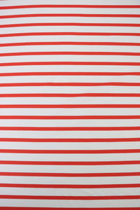 1YD PRECUT; Tomato & White Stripe Matte Nylon Spandex Tricot | Designer Deadstock