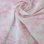 Load image into Gallery viewer, Little House on White Matte Nylon Spandex Tricot | Designer Deadstock
