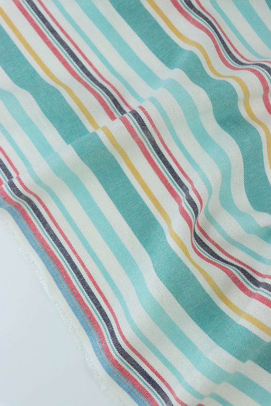 Mint & Aqua Beach Stripe Linen Rayon