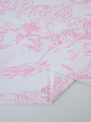 Load image into Gallery viewer, Little House on White Matte Nylon Spandex Tricot | Designer Deadstock
