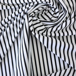 Load image into Gallery viewer, 1/4&quot; Ivory &amp; 1/8&quot; Black Vertical Stripe Nylon Spandex Tricot | Designer Deadstock
