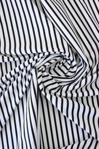 1/4" Ivory & 1/8" Black Vertical Stripe Nylon Spandex Tricot | Designer Deadstock