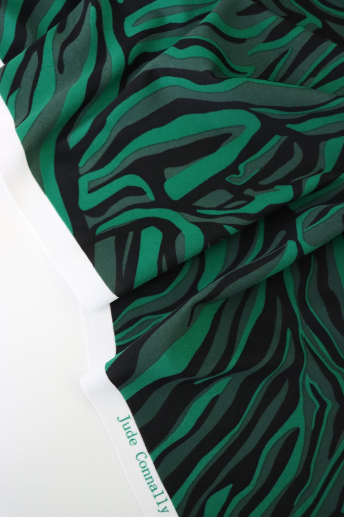 Emerald/Olive/Black Marble Nylon Spandex Tricot | Designer Deadstock ...