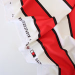 Load image into Gallery viewer, Ivory/Red/Black Wide Vertical Stripe Nylon Spandex Tricot | Designer Deadstock

