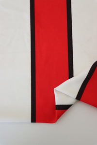 Ivory/Red/Black Wide Vertical Stripe Nylon Spandex Tricot | Designer Deadstock