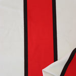 Load image into Gallery viewer, 1YD PRECUT; Ivory/Red/Black Wide Vertical Stripe Nylon Spandex Tricot | Designer Deadstock
