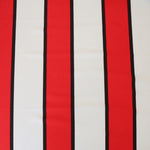Load image into Gallery viewer, 1YD PRECUT; Ivory/Red/Black Wide Vertical Stripe Nylon Spandex Tricot | Designer Deadstock

