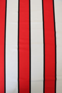 1YD PRECUT; Ivory/Red/Black Wide Vertical Stripe Nylon Spandex Tricot | Designer Deadstock