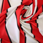 Load image into Gallery viewer, Ivory/Red/Black Wide Vertical Stripe Nylon Spandex Tricot | Designer Deadstock
