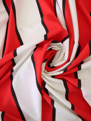 Load image into Gallery viewer, Ivory/Red/Black Wide Vertical Stripe Nylon Spandex Tricot | Designer Deadstock
