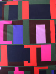 Load image into Gallery viewer, Navy/Olive/Royal/Red/Fuchsia/Lilac/Brown Blocks Nylon Spandex Tricot | Designer Deadstock
