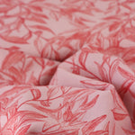 Load image into Gallery viewer, Red Foliage Sketches on Pink Cotton Linen
