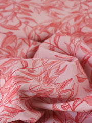 Load image into Gallery viewer, Red Foliage Sketches on Pink Cotton Linen
