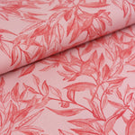 Load image into Gallery viewer, Red Foliage Sketches on Pink Cotton Linen
