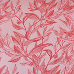 Load image into Gallery viewer, Red Foliage Sketches on Pink Cotton Linen
