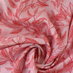 Load image into Gallery viewer, Red Foliage Sketches on Pink Cotton Linen
