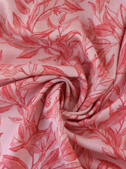 Load image into Gallery viewer, Red Foliage Sketches on Pink Cotton Linen