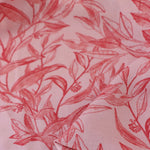 Load image into Gallery viewer, Red Foliage Sketches on Pink Cotton Linen
