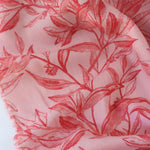 Load image into Gallery viewer, Red Foliage Sketches on Pink Cotton Linen
