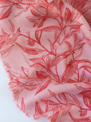 Load image into Gallery viewer, Red Foliage Sketches on Pink Cotton Linen
