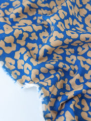 Load image into Gallery viewer, Beige Cheetah on Saphire Cotton Linen