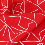 Load image into Gallery viewer, 1YD 22IN REMNANT; White Lines on Electric Red Linen Blend
