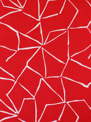 Load image into Gallery viewer, White Lines on Electric Red Linen Blend